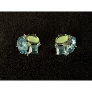 Vintage Avon Signed Blue Green Pierced Earrings